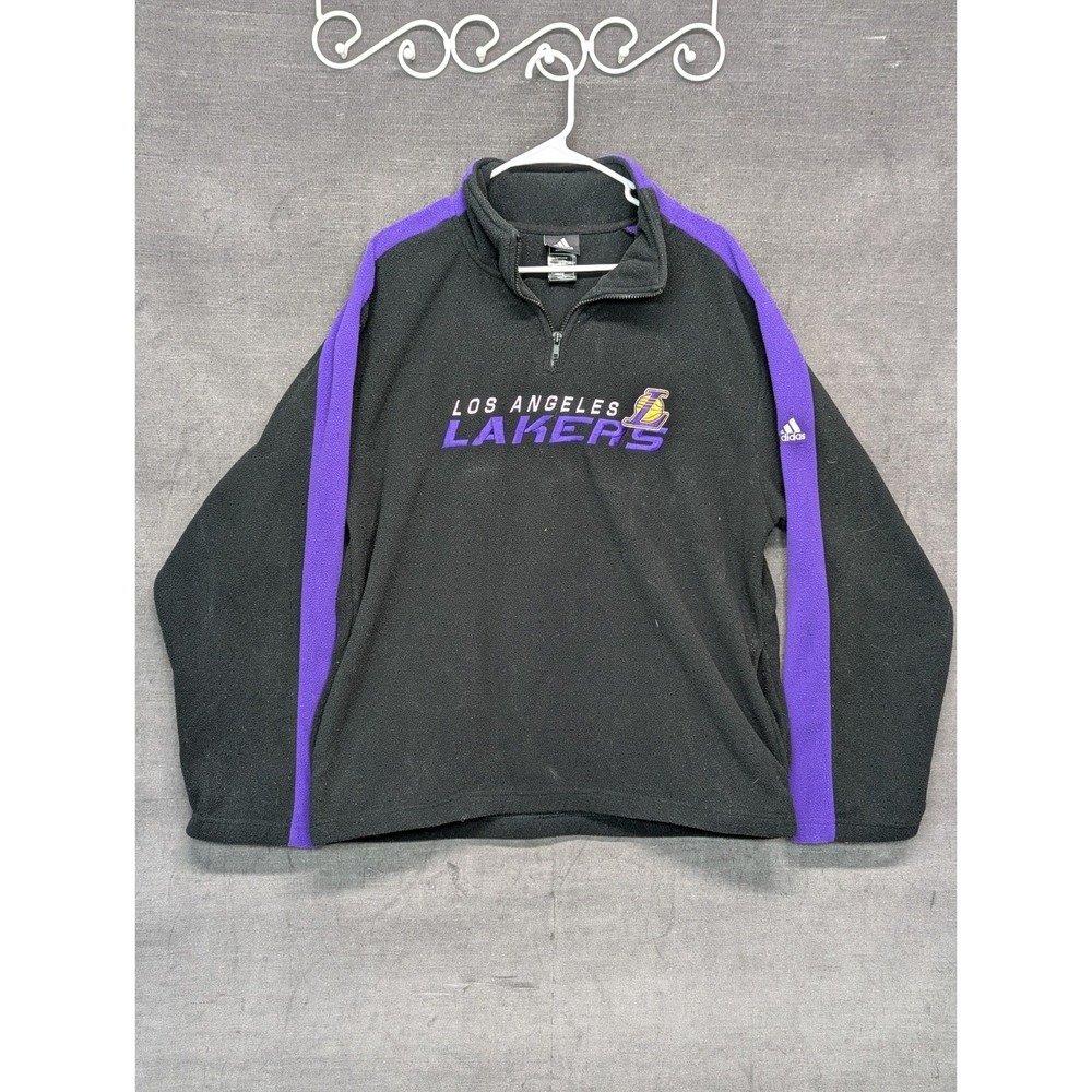 Los Angeles Lakers NBA Adidas 1/4 Zip Fleece Black/Purple Unisex Size M